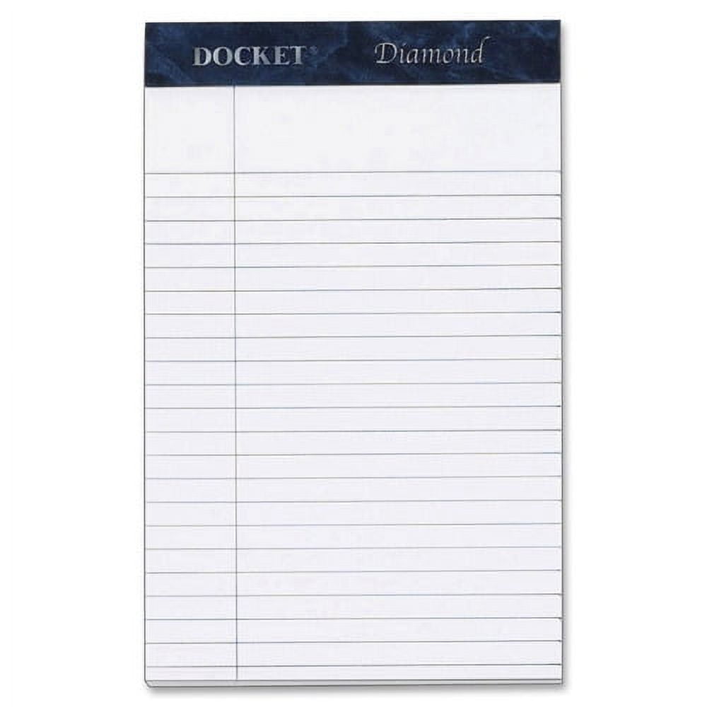 TOPS Docket Diamond Writing Tablet - Jr.Legal 50 Sheets - Double Stitched - 24 lb Basis Weight - 5" x 8" - 8" x 5" - White Paper - Perforated, Rigid, Acid-free - 1Box