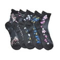 thumbnail image 2 of 5 Packs Lace Socks for Women Sheer Mesh Transparent Ankle Sock Thin Fishnet See Through Embroidered Crew Socks Black One Size, 2 of 7
