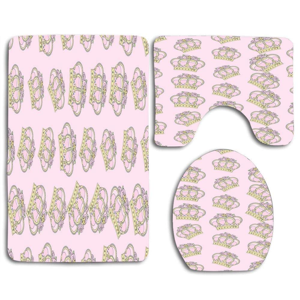 Erehome Pink Queen Crown 3 Piece Bathroom Rugs Set Bath Rug Contour Mat And Toilet Lid Cover Walmart Canada