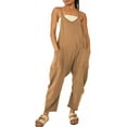 thumbnail image 1 of ORUYROP Combinaison Décontractée Sans Manches pour Femmes avec Poches, Unie, Polyester, Jambe Grand, Taille Unique, 1 of 7