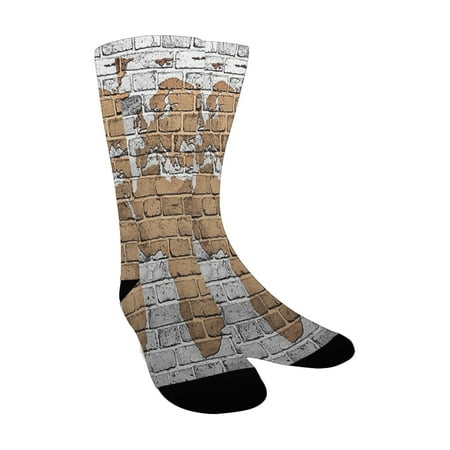 

Wanderlust Decor World Map on Old Brick Wall Countries Continents Creative Aged Vintage Rough Custom Socks for Women
