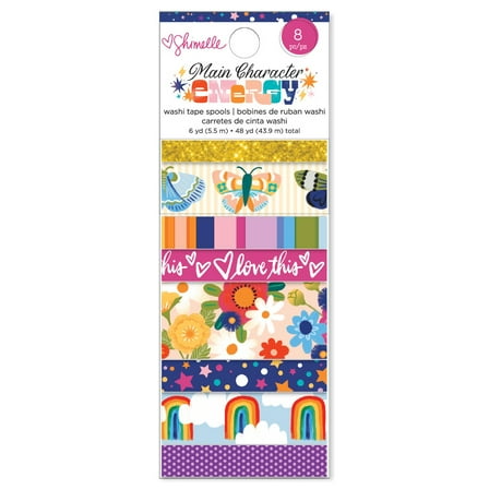 Shimelle Main Character Energy Washi Tape 8/Pkg-Gold Glitter