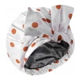 thumbnail image 1 of Nuevo gorro de ducha doble de tela satinada con lazo de lunares para mujer (con lunares), 1 of 5