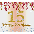 thumbnail image 4 of Sparkling Pink and Gold Balloon Themed 15th Birthday Banner Background, Happy Birthday Decoration for Party Supplies Photography Props Photo Backdrop Decorations, 4 of 8