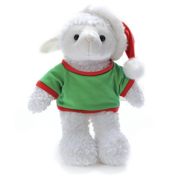 Plushland Soft Plush Animal 12 Inch, Stuffed Animal Holiday Toys Gift with Hat and Matching Green Shirt - Great Present for Christmas