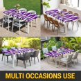 thumbnail image 5 of Purple White Moire Table Cloths for 8 Foot Rectangle Tables, Modern Abstract Art Patio Waterproof Elastic Fitted Tablecloths, Washable Rectangular Table Cover for Camping, 5 of 8
