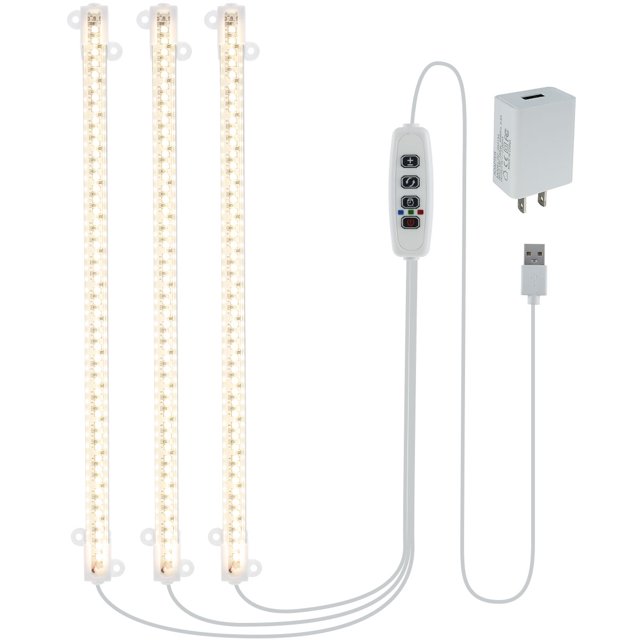 Muyoka Grow Light Plant Light 3 cabezales con 144 LED de espectro completo 380-780nm LED con 10 brillos regulables y 3 modos de temporizador Lámpara de cultivo de siembra 10W Luz de planta para planta Muyoka Hogar