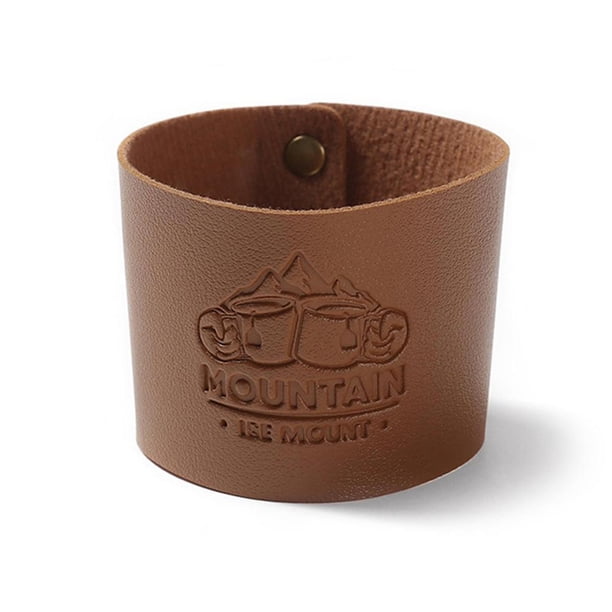 cámping Cubierta de taza de café de cuero PU cubierta de taza de agua portátil antideslizante para senderismo Camping FLhrweasw Nuevo