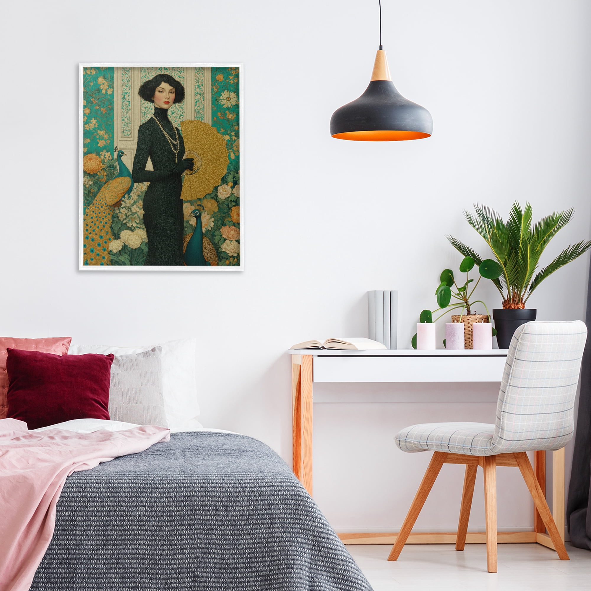 Stupell Industries Floral Velvet Reign White Framed Giclee Art, design by A Barefoot Stylist