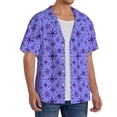 thumbnail image 2 of Fuzoiu Purple Snowflake Elegance Print Men's Casual Short,Men's Short Sleeve Shirt,Mens Casual Button Down Shirts,Cuban Collar Summer Shirt for Beach, Vacation, and Outdoor Activities-Medium, 2 of 5