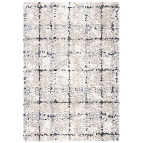 Safavieh Fontana Shag Bekin Modern Check 2-inch Thick Rug 5'3" x 7'6" 5' x 8' Indoor Living Room, Bedroom, Dining Room Rectangle