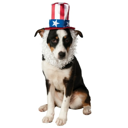 Uncle Sam Pet 4Th Of July Patriotic Costume Hat With Beard-M-L