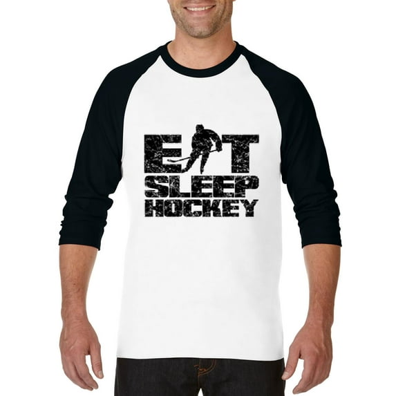 Artix - Mens Raglan Sleeve Baseball T-Shirts - Eat Sleep Hockey