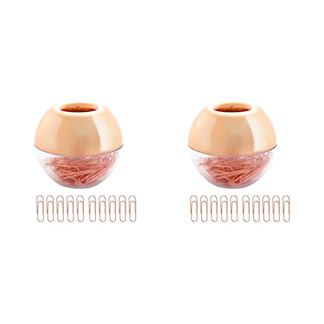 Clips de papel redondos Sidaley con caja de almacenamiento soporte dispensador organizador 2piezas color Oro rosa