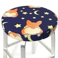 thumbnail image 3 of Daiia Corgi Lying With Moons And Stars Stool Covers Round,Round Bar Stool Covers Waterproof Bar Chair Covers Washable Stool Cushion Slipcover for 12-14 Inch Chair-14 inch, 3 of 7
