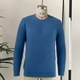 thumbnail image 7 of LNWUY Sweater for Men Lightweight Elastic Knit Sweaters Warm Winter Fall Slim Pullover Sweater Crewneck Long Sleeve Sweaters Blue XXXL, 7 of 7