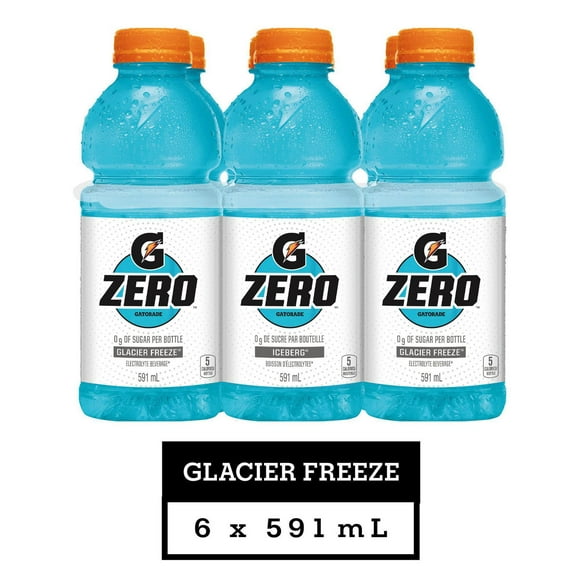 Gatorade Zero Sports Drink, Glacier Freeze, 591mL Bottles, 6 Pack, 6x591mL