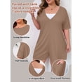 thumbnail image 2 of Gleelist Plus Size Rompers For Women Casual Fit Shot Tee Summer Romper Short Jumpsuits For Women Stretchy Overalls with Pockets XL-5XL, 2 of 6