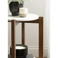 thumbnail image 4 of Kate and Laurel Moxley Transitional Round Side Table, 16 x 16 x 22, White Marble and Walnut Brown, Tiered Pedestal Table with Authentic Marble Tabletops for Bedroom Nightstand or Indoor Plant Stand, 4 of 11