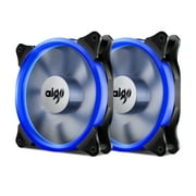 Aigo Halo Ring Fan 140mm Case Fan Quiet Edition High Airflow Adjustable Color LED Case Fan for PC Cases, CPU Coolers,Radiators 4 Pin/3 Pin (140mm, 2 Pack Blue)