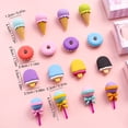 thumbnail image 2 of Fun School Supplies Novelty Food Shape Rubber Erasers Cute Cone Dessert Style Non Toxic Erasing Tool Portable Stationery Accessories For Desk Document Draft Modification, 2 of 5