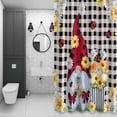 thumbnail image 4 of Flower Gnome Shower Curtain for Bathroom Decor, White Yellow Flowers Daisy Ladybug Spring Vintage Plaid Waterproof Fabric Shower Curtain, 54"x78" Set with 12 Hooks, 4 of 9