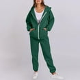 thumbnail image 2 of hoksml Women's 2-Piece Zip Up Hoodie Set with Joggers, Solid Color Lightweight Sportswear for Spring Fall Running Casual Outing, 2 of 9