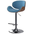 thumbnail image 6 of Simpli Home Marana Bentwood Adjustable Swivel Bar Stool In Blue Linen Linen Look Fabric, 6 of 13