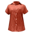 thumbnail image 5 of Summer Polyester Short Sleeve Dress Shirts for Women Red Workwear Work New Ladies Loose Blouses Cotton And Lapel Rolled Button Shirt Tee 4XL, 5 of 5