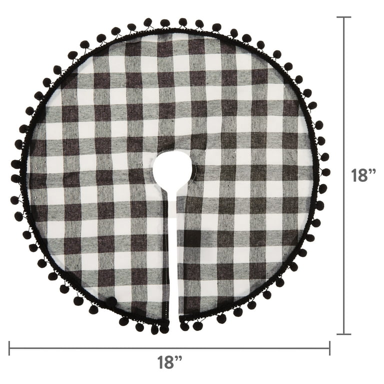 Black and White Mini Tree Skirt Buffalo Plaid 18 Diameter by Holiday Time Walmart