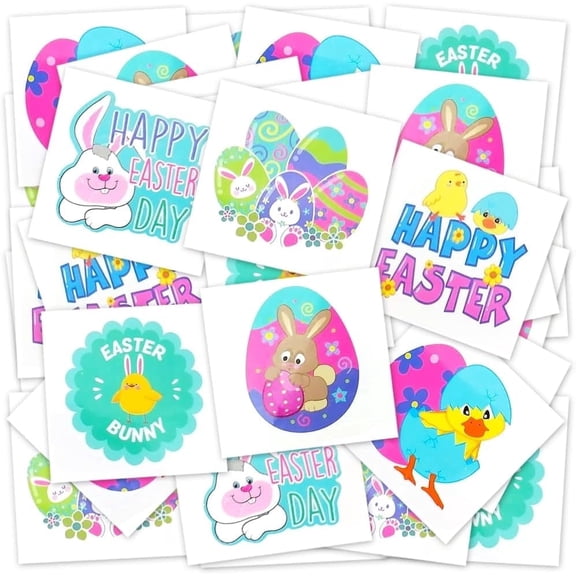 ArtCreativity 144-Count Easter Temporary Tattoos for Kids Ages 3 , Non-Toxic Bunny & Egg Stickers, Easter Basket Stuffers & Party Favors