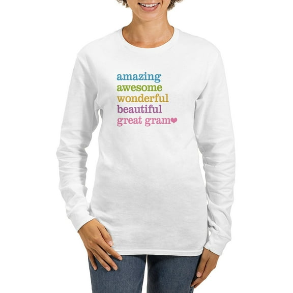 CafePress - Great Gram Amazing A Women's Long Sleeve T Shirt - Women's Long Sleeve Graphic Casual T-Shirt