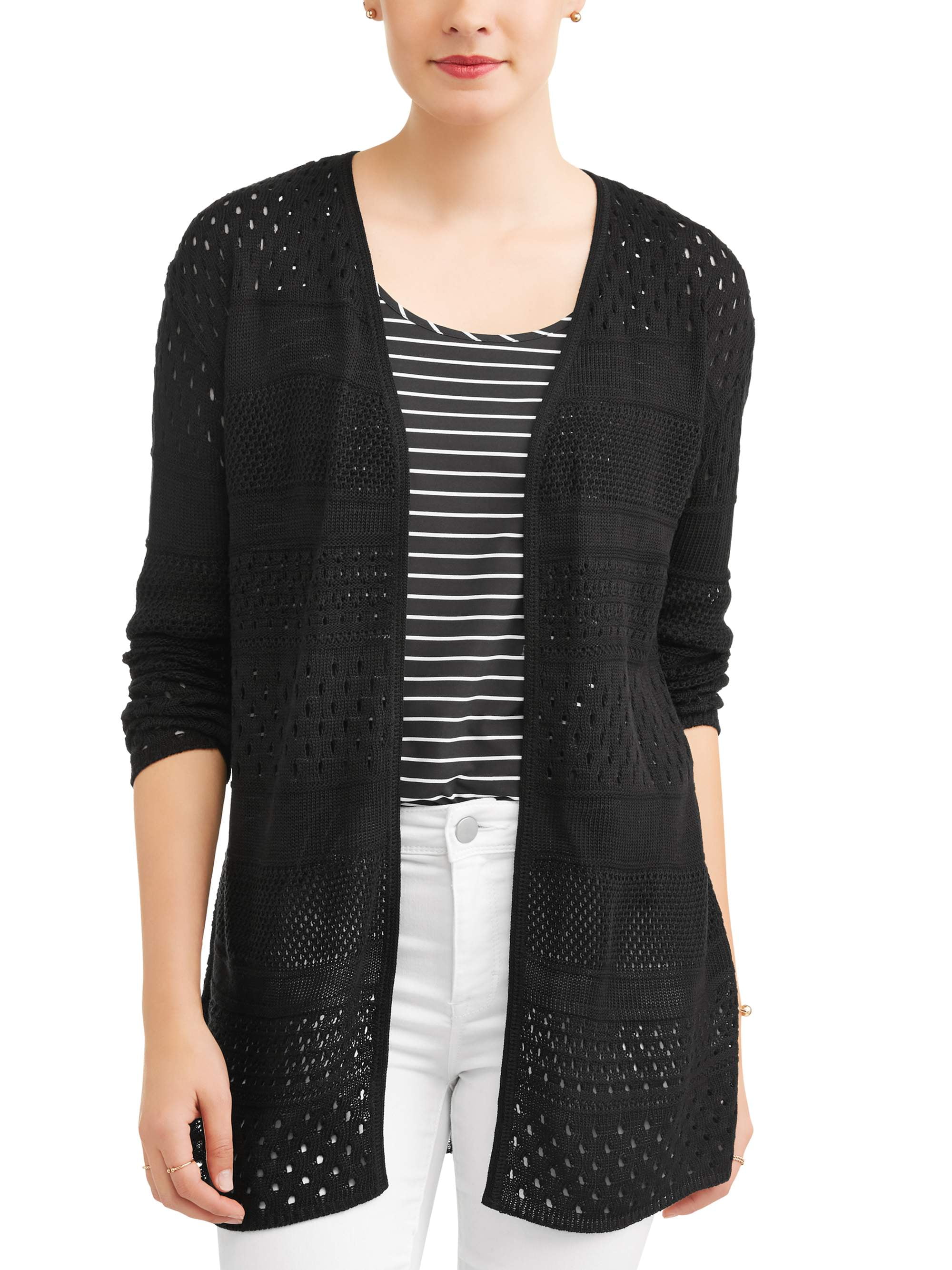time and tru pointelle cardigan