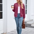 thumbnail image 5 of Bovemsi Cardigan Sweaters for Women Autumn And Winter Solid Color Round Neck Zipper Loose Long Sleeved Sweatshirt Cardigans Lightweight, 5 of 9
