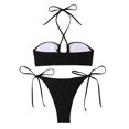thumbnail image 4 of Tawop Ladies Swimsuits Sexy Solid Color Set Split Sets Lace Black S, 4 of 9