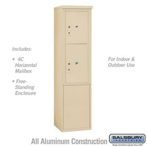 Salsbury 3911S-2PSFU 69 - 0.25 in. 11 Door High Unit Single Column Stand Alone Parcel Locker 1 PL5 & 1 PL6 Front Loading Free Standing 4C Horizontal Mailbox Unit, Sandstone - USPS Access