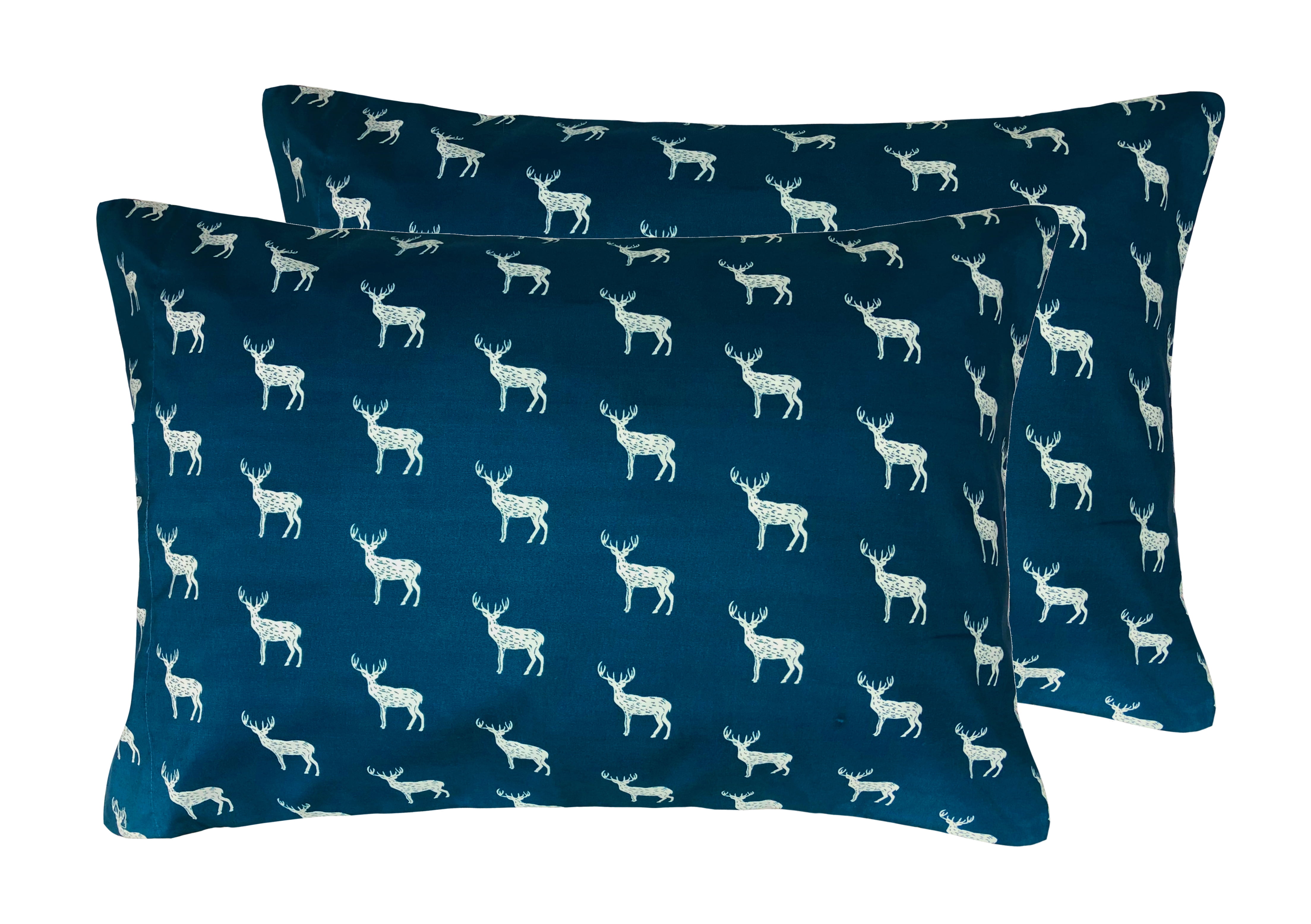 Contempo Deer Pillowcase Pair Standard Navy