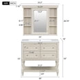 thumbnail image 2 of 36'' Bathroom Vanity Set with Resin Sink, Medicine Cabinet, Modern Mirror Cabinet with Adjustable Shelf and Storage Cabinet with 4 Drawers, Solid Wood Frame Bathroom Vanity with Storage Cabinet, 2 of 12