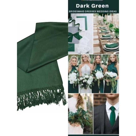 Christmas Green Pashmina Scarf Shawl, Bridesmaid Shawl, Bridal Wrap, Wedding Shawl
