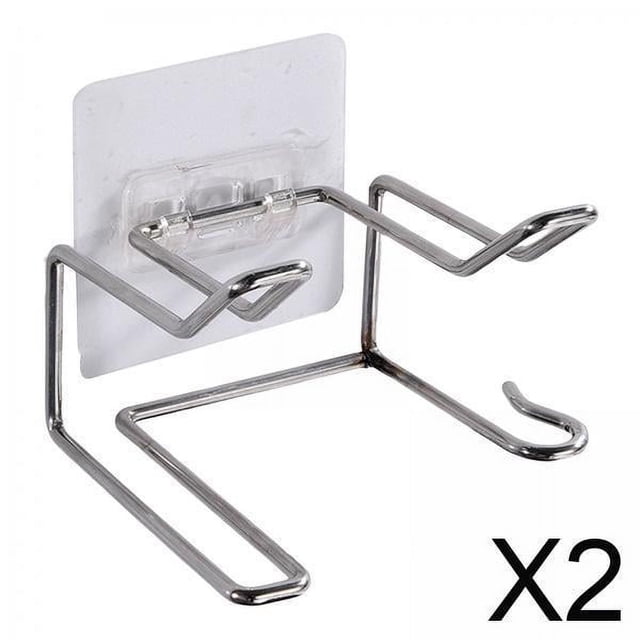 2x Soporte Para Secador De Pelo Caja De Almacenamiento Para Baño Estante Colgante Para Plancha De Pelo Estilo Plateado A
