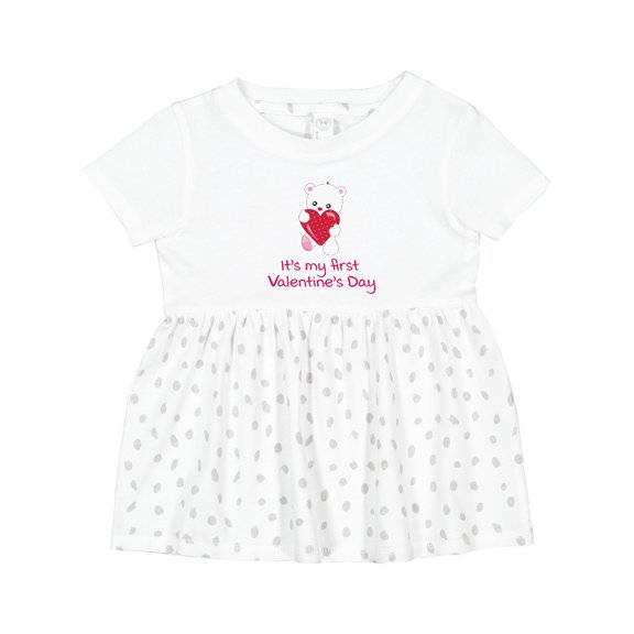 Inktastic It's My First Valentine's Day Girls Baby Dress