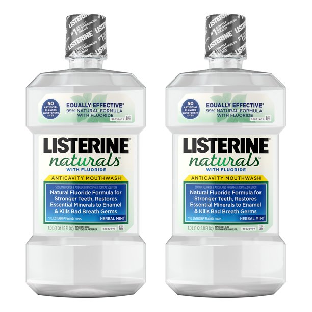 Listerine Naturals Anticavity Mouthwash With Fluoride, Herbal Mint, 1 L