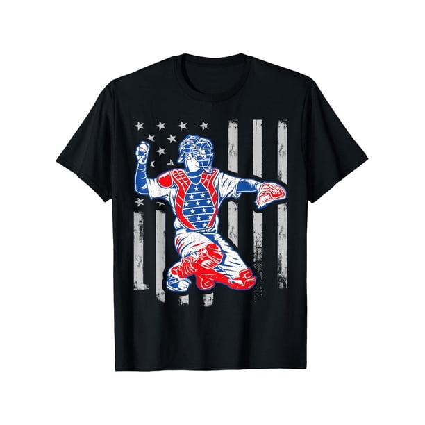 Camiseta de béisbol estadounidense con bandera vintage de EE. UU. para niño, cuello redondo y manga corta, elástica, ideal para el 4 de julio | Regalo ideal para niños pequeños