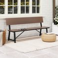 thumbnail image 3 of Costway 2 PCS 4-Person Bench with All-Weather HDPE Seat & Back Heavy-Duty Metal Support Brown, 3 of 9