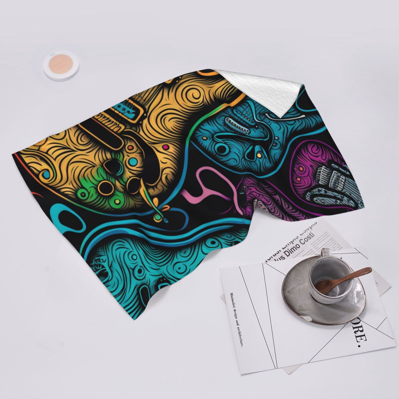 Electric Guitars Rock Music Colorful 27.5" x 16" Ultra Soft Hand Towel, Face Wash Cloth for Bathroom, Gym, Travel, Pool