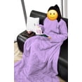 thumbnail image 3 of Lightweight Wearable Comforter/Blanket for Adult Women and Men, Super Soft Comfy Warm Plush Throw with Sleeves Wrap Robe - 6ft Size, Lilac, 3 of 6