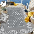 thumbnail image 5 of Findosom 9'x12' Gray Large Outdoor Rug Outdoor Mat RV Outdoor Rug Reversible Plastic Straw Rug Patio Rug Waterproof Foldable Portable Camping Rug for RV, Patio, Backyard, Deck, Picnic, Beach, Trailer, 5 of 7