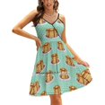 thumbnail image 1 of Pancakes avec Motif de Sirop d'Érable Robe Élégante Douce Femmes Coréenne Kawaii Col Carré Robe Pancake Sirop Motif d'Érable, 1 of 5