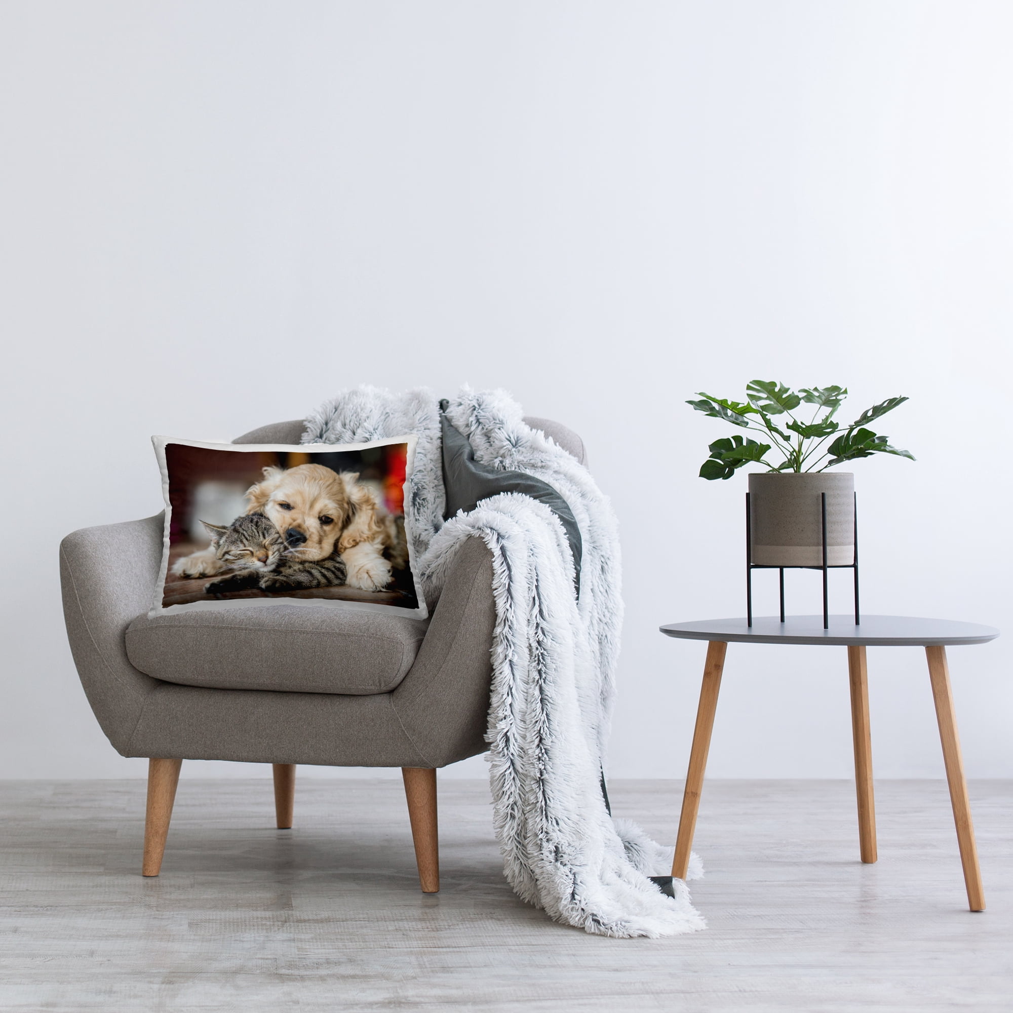 Stupell Industries Cuddling Puppy & Kitten Decorative Printed Throw Pillow, 14 x 20