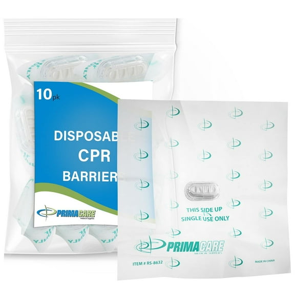 Primacare RS-8632-CS First Responder CPR Barrier, 10 count, 2" x 2" x 1"